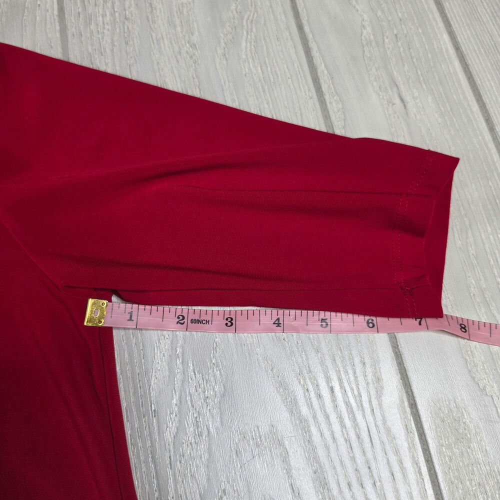 Clara Sun Woo Red Cold Shoulder Stretchy Tunic Top Size Medium - Picture 7 of 9